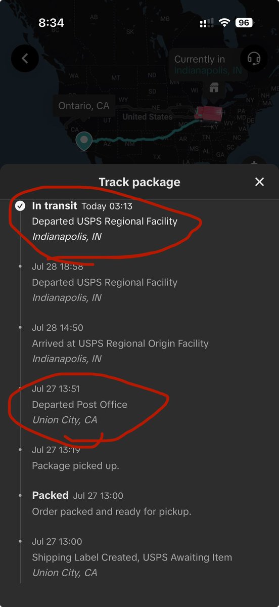 LewisVaronah's tweet photo. Why would a package leave my home state across the country only to be delivered back to the same state?? https://t.co/3K6pnRELEy