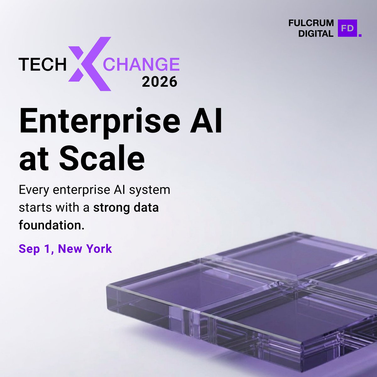 fulcrum_digital's tweet photo. Every Enterprise AI system starts with a strong data foundation.

Before AI can scale, organizations need trusted data, real-time pipelines, and connected systems.

That's where the conversation begins at #TechXChange2026.

📍 Sept. 1 | NYC

https://t.co/uDFrFY0Cl8 https://t.co/kKjg7dTvgC