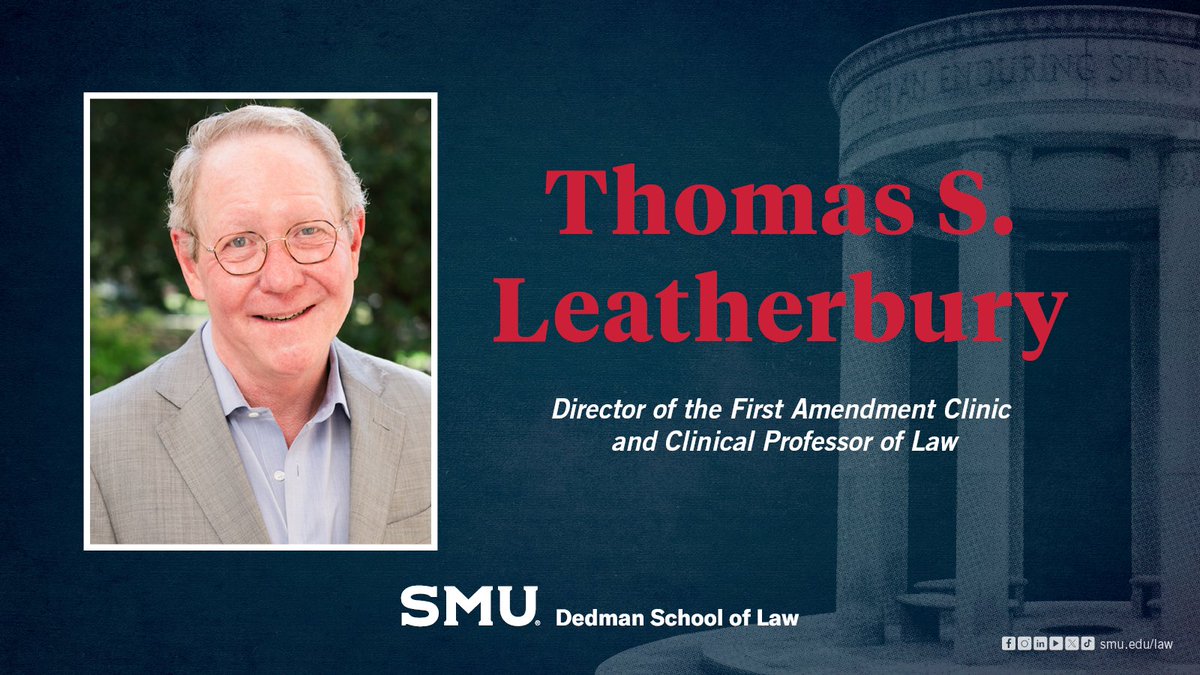 SMULawSchool's tweet photo. Prof. @Tsleather  was appointed Vice-Chair of the Media, Privacy and Advertising Law General Committee of the @ABAesq's Tort Trial and Insurance Practice Section for the 2026-27 term.

Congratulations Prof. Leatherbury! https://t.co/tVUGEQDE7h