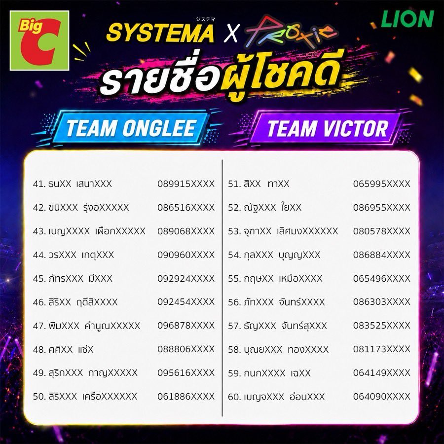 SystemaThailand's tweet photo. ขอแสดงความยินดีกับผู้โชคดีทั้ง 60 ท่านด้วยนะครับ https://t.co/pnZzmkJuQ2