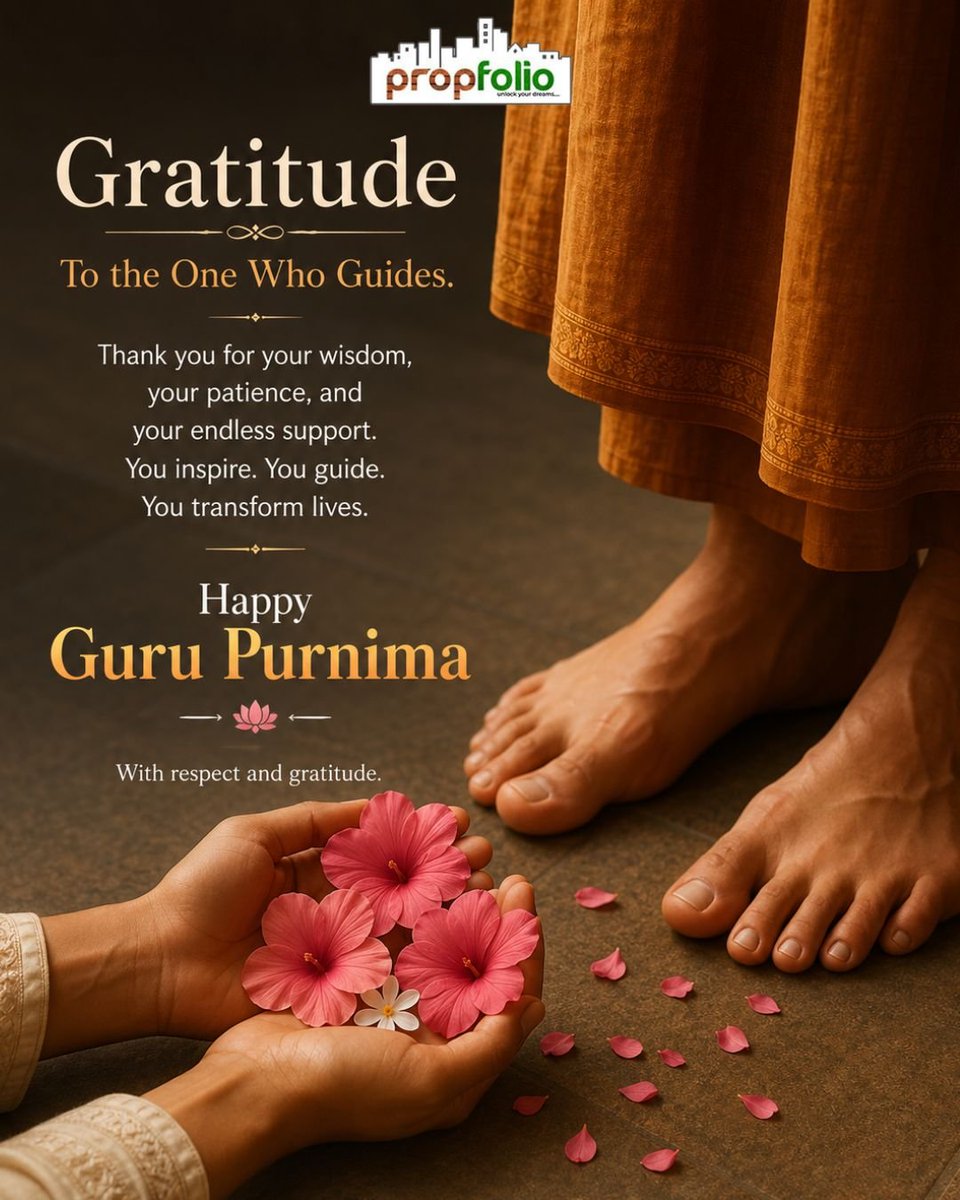propfolio_ltd's tweet photo. 🙏 Happy Guru Purnima!
Today, we express our heartfelt gratitude to every Guru who inspires, guides, and empowers us with wisdom.
At Propfolio, we believe the right guidance leads to the right home.
 Wishing everyone a blessed Guru Purnima
#HappyGuruPurnima #Propfolio #RealEstate https://t.co/KseYNaoQvz