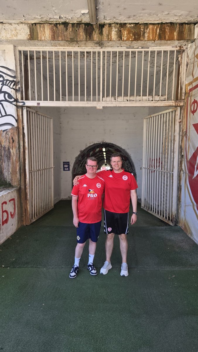 scullionONsport's tweet photo. Great day in Belgrade so far. The Marakana stadium is absolutely incredible. Surreal that the wee Larne team are here. https://t.co/DK2LOpmSHX