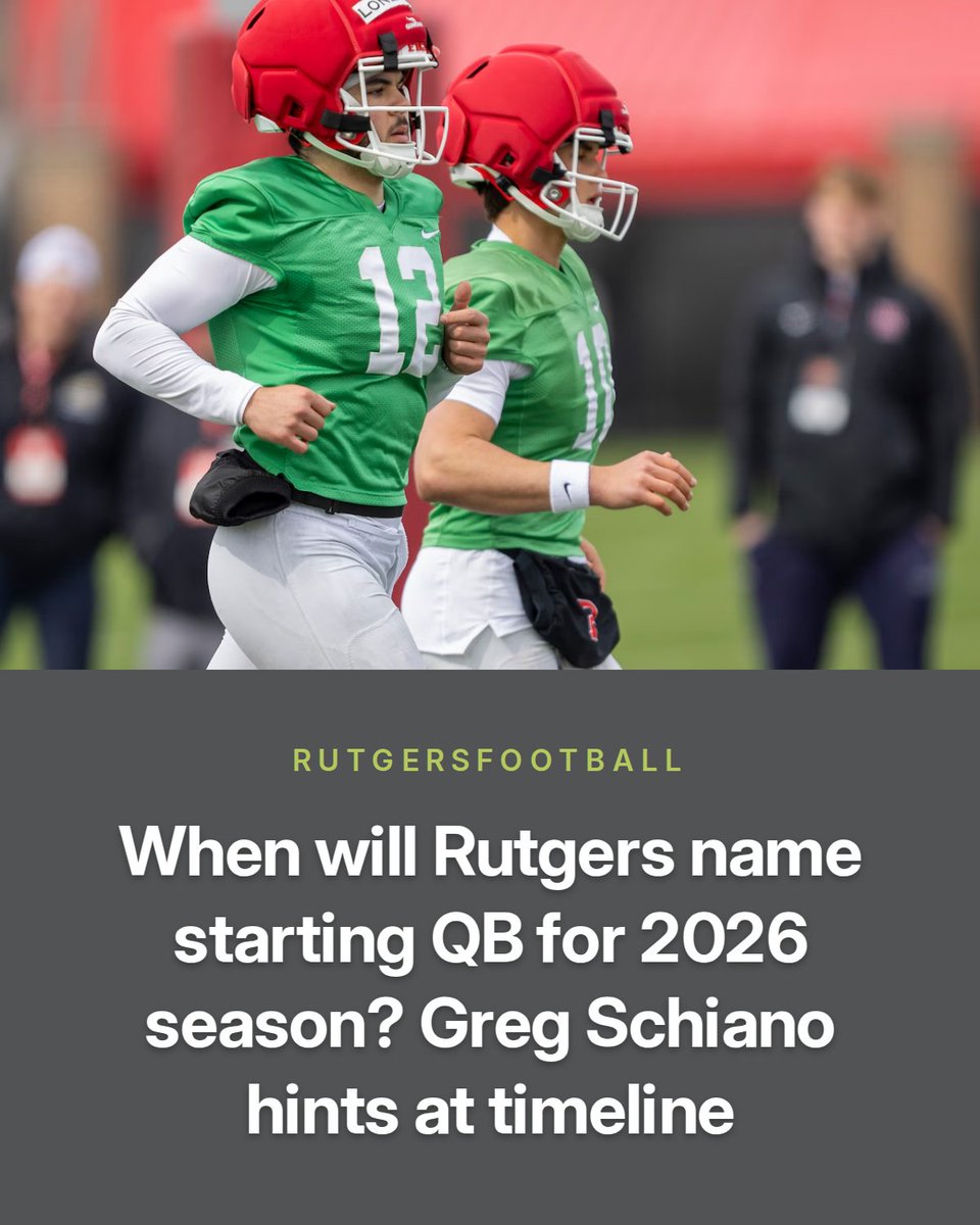 NJ_RutgersFB's tweet photo. Rutgers coach Greg Schiano hinted at a timeline for when he will name a starting quarterback for the 2026 season. https://t.co/ahmzWsM8aN