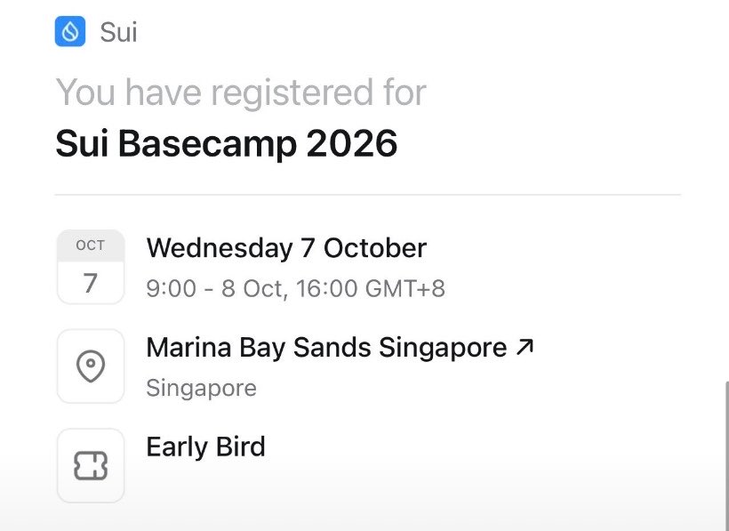 mykeltyopev's tweet photo. Last year, we got to showcase to the global community the incredible work we put in @suioncampus, this year the energy around Sui Basecamp 2026 is building fast! 
Looking forward to the innovations, insights, and connecting with the incredible Sui community in Singapore 🇸🇬 https://t.co/R1zYHfzQXD