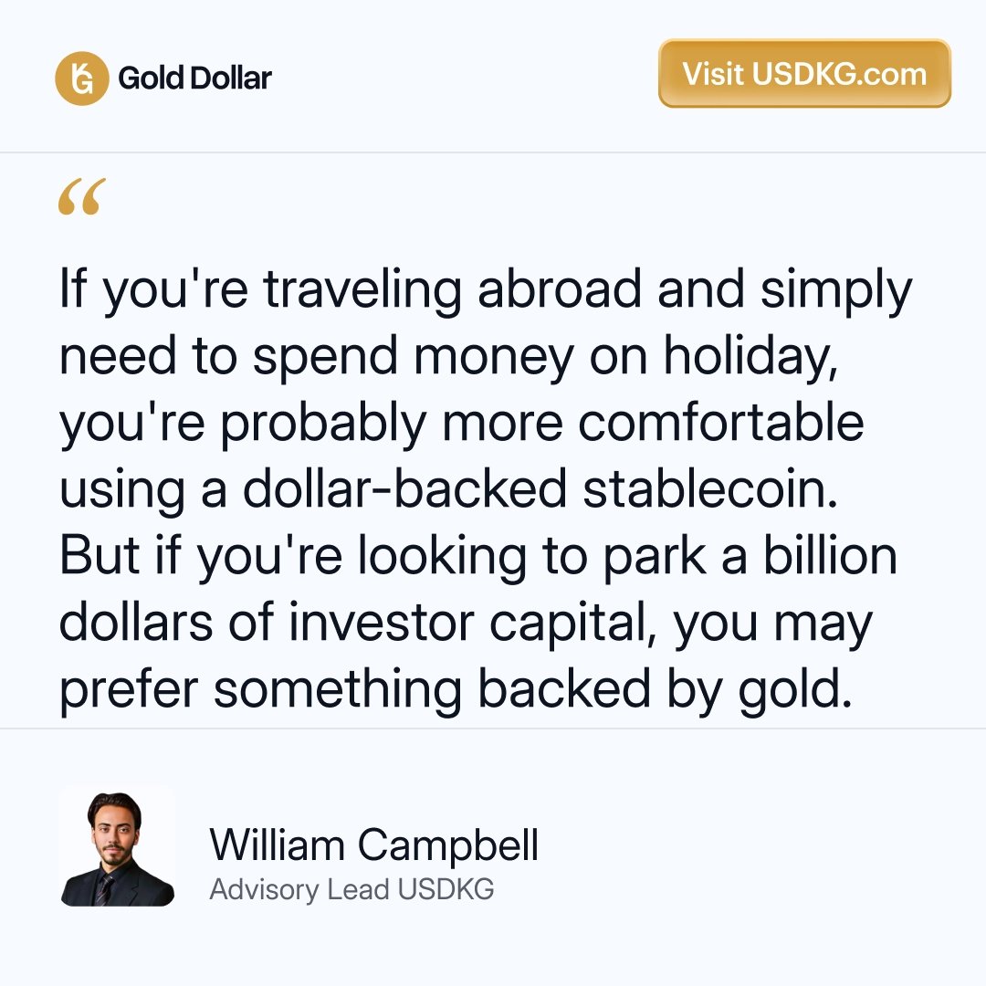 USDKG_Official's tweet photo. Not every stablecoin is designed to solve the same problem.

@WillSolarShare shares why understanding the intended use case is becoming just as important as understanding what stands behind the asset.

Learn more: https://t.co/FEyQLPz71X https://t.co/y53h2mmW7W