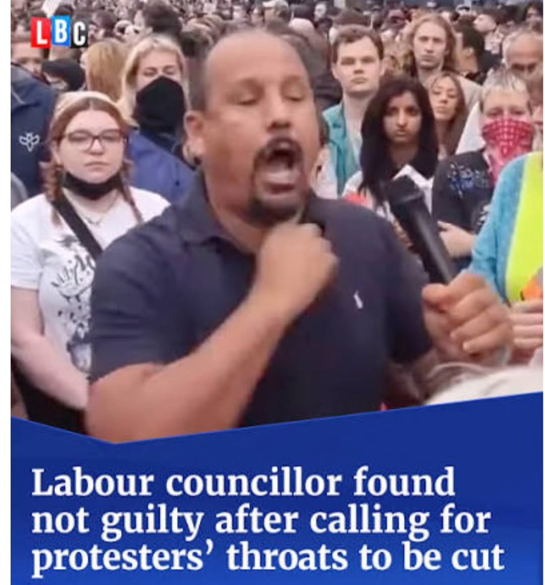 DuesVult_'s tweet photo. Polanski will get away with the death threat ((they)) only lock up right-wing, and White people..  This one threatened to cut the throat of British protestors not sure if it was because of being a labour councillor or a black man but he got away with it.  #TwoTierJudiciary https://t.co/lByOJxAm1U