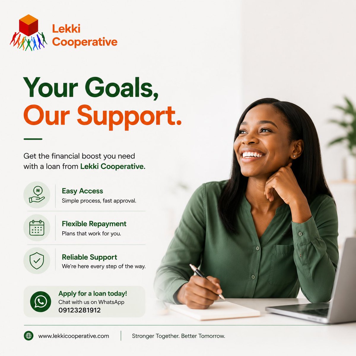Lekkicoop's tweet photo. Big dreams deserve the right financial partner. 
Lekki Cooperative is here to help you move forward with confidence. https://t.co/w97YiFpjeA