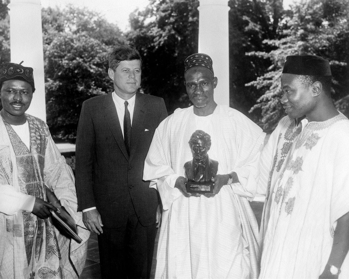 USinNigeria's tweet photo. #ThisWeekinUSNigeriaHistory in 1961, Nigeria’s Prime Minister Sir Abubakar Tafawa Balewa paid an official visit to the United States, meeting President John F. Kennedy and senior U.S. leaders. This marked an early milestone in U.S.–Nigeria diplomatic relations following Nigeria’s independence.

Image Credit: https://t.co/h8HFuyDzQ6