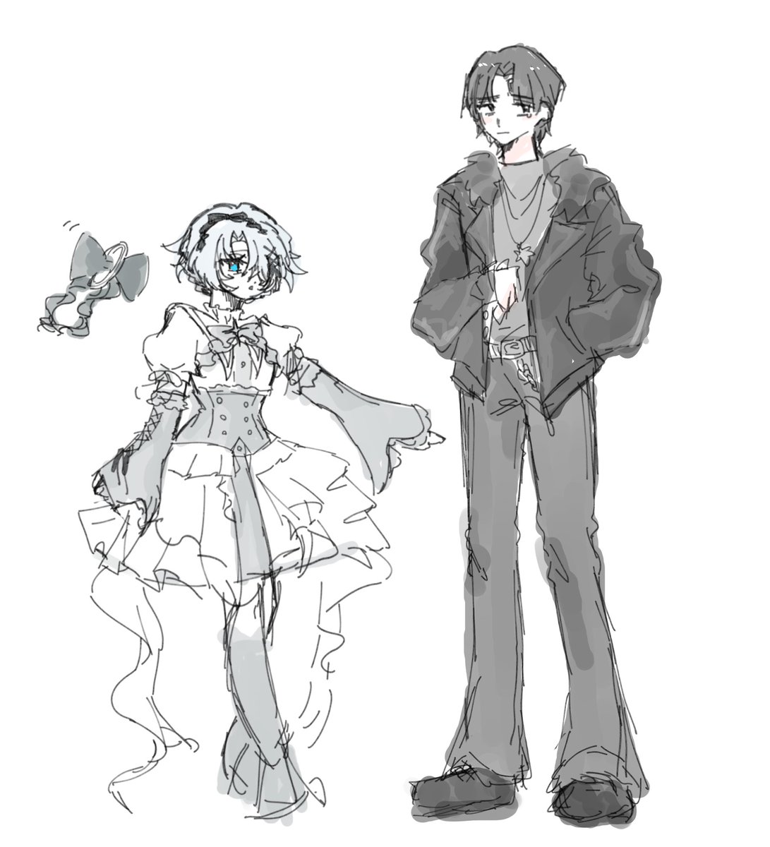 ln97q_'s tweet photo. これくらいの、絡みじゃなくて並べただけの全身簡易どうですか？衣装見せるのがメインな感じです👐🏻

即日納品で、¥200-500くらいで受けても大丈夫かな〜と、悩んでいます🙂‍↕️ https://t.co/BCybTdsmyY