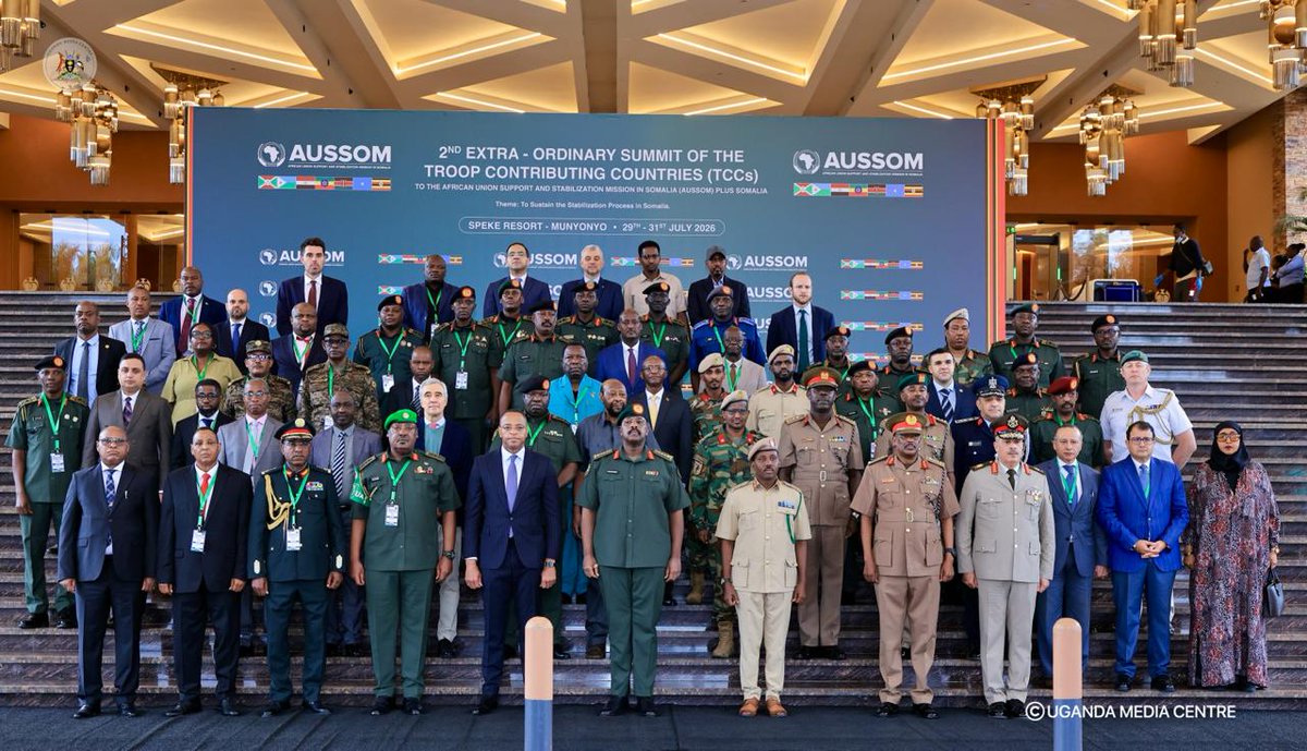 UgandaMediaCent's tweet photo. An Extraordinary Summit of Troop-Contributing Countries to the African Union Support and Stabilization Mission in Somalia (AUSSOM) is underway at Speke Resort Munyonyo, Kampala, from July 29th to 31st, 2026, under the theme: “Sustaining Somalia’s Stabilization Process.” https://t.co/NMZy3zVDsT