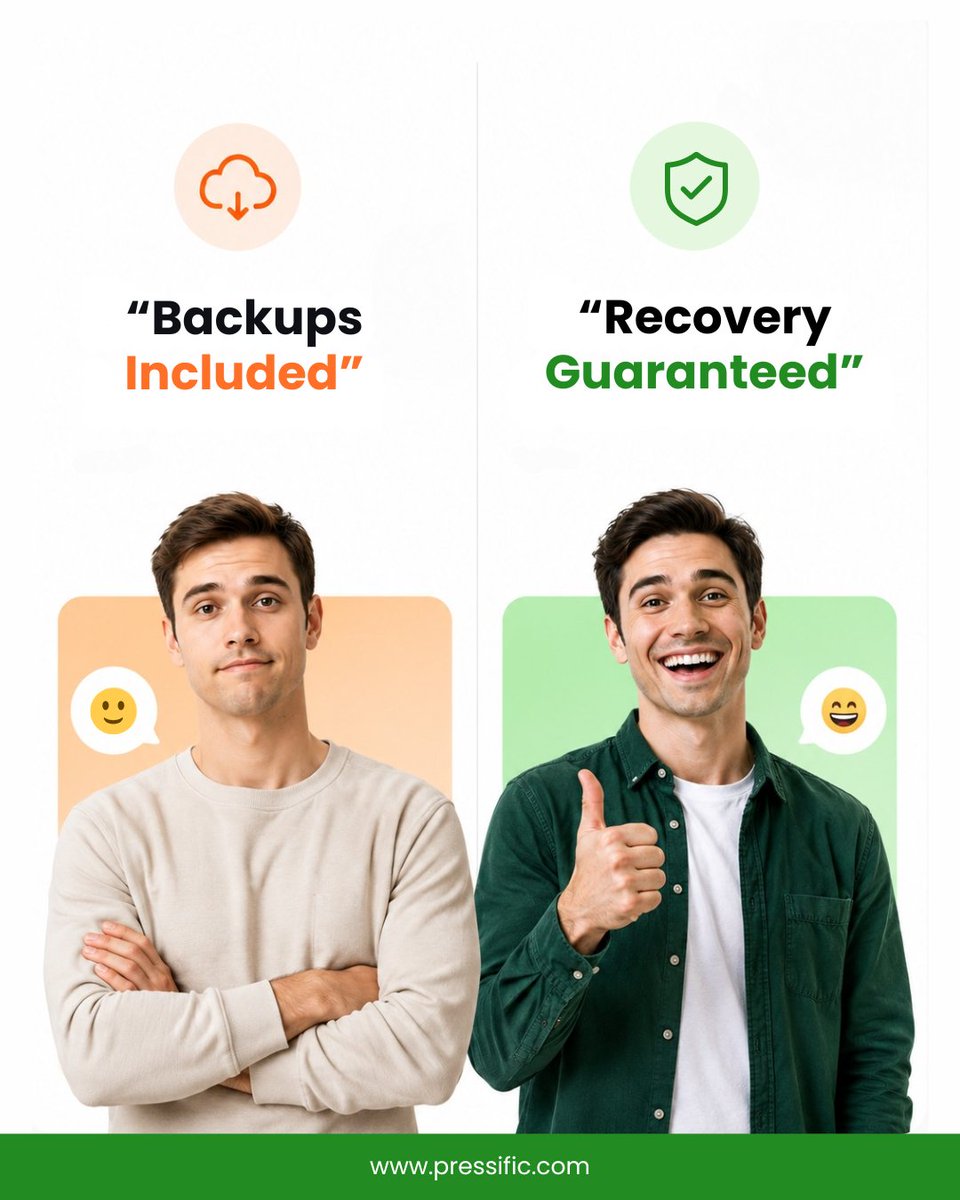 pressific's tweet photo. Most hosts say, "Backups are included."

We say backups come with a real guarantee. ✅

If we can't restore your website from backup, we'll rebuild it for free.

Learn more:
👉https://t.co/KzI8QaHXgN

#WebsiteManagement #WebsiteBackups https://t.co/H1chGbnHCt