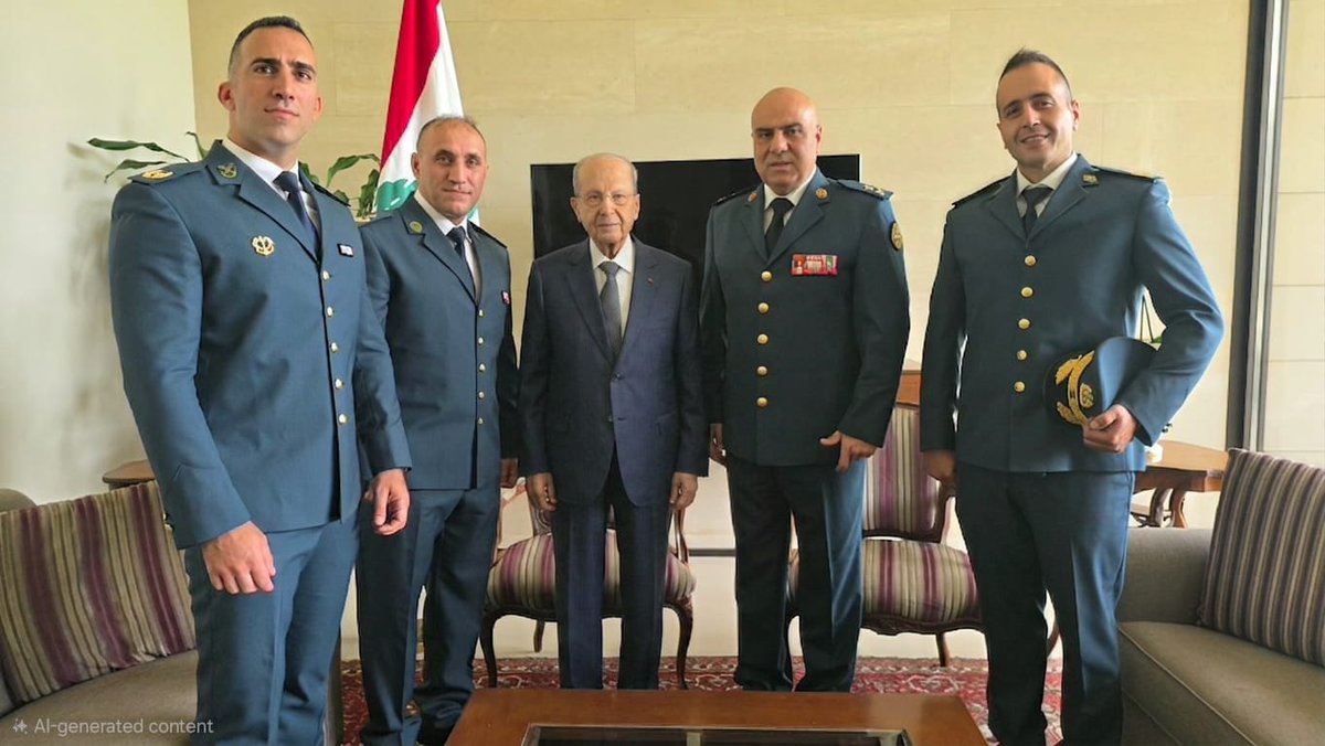 General_Aoun's tweet photo. استقبل الرئيس العماد ميشال عون وفدًا من قيادة الجيش برئاسة العميد الركن جورج صقر،  قدّم له التهنئة بمناسبة عيد الجيش، وسلّمه بطاقة معايدة من قائد الجيش العماد رودولف هيكل.
الرئيس عون هنّأ الجيش اللبناني بعيده، وأشاد بأداء المؤسسة العسكرية وتضحياتها، مؤكّدًا أنها تبقى صمّام الأمان للوطن، والركيزة الأساسية لحفظ أمنه واستقراره، لا سيّما في ظلّ التحديات الكبرى والظروف الاستثنائية التي يواجهها.