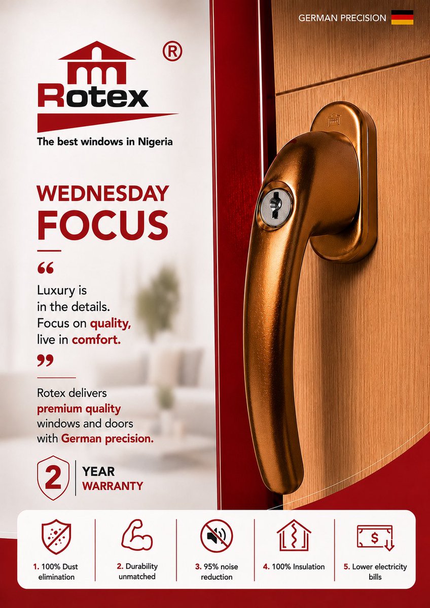 RotexglassNg's tweet photo. Success is built one decision at a time. Choose quality, choose excellence, and let every detail reflect the standard you stand for.

#LuxuryHomes #HomeImprovement #ArchitectureNigeria #BuildingNigeria #ConstructionNigeria #InteriorDesignNigeria #RealEstateNigeria #WindowSolution https://t.co/FYqFtSH67w