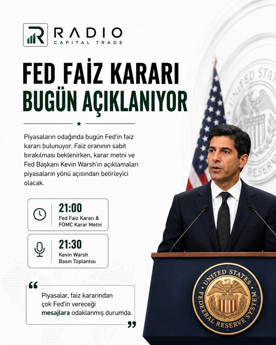 radiocapitaltr's tweet photo. 📌 Gözler FED’de!

Fed’in vereceği faiz kararı; dolar endeksi, altın, hisse senetleri ve kripto para piyasalarının yönü açısından haftanın en kritik gündem maddesi olacak.

#FED #FOMC #FaizKararı #Powell #ABD #Dolar #Enflasyon #Altın #XAUUSD #Forex  #Piyasalar #RadioCapital https://t.co/wNMpN4ysW3