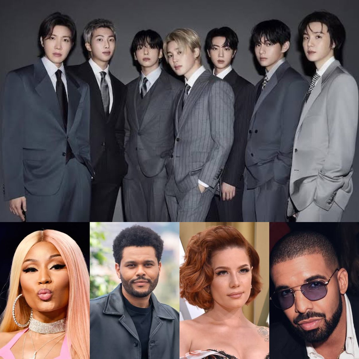 ChartUpdate_'s tweet photo. BTS now joins a growing list of major artists who have boycotted or publicly called out the Grammys over alleged unfair treatment. 

The list includes The Weeknd, Drake, Frank Ocean, Nicki Minaj, Eminem, Jay-Z, Halsey, Zayn Malik, Public Enemy, Sinéad O’Connor, Morgan Wallen, and more.