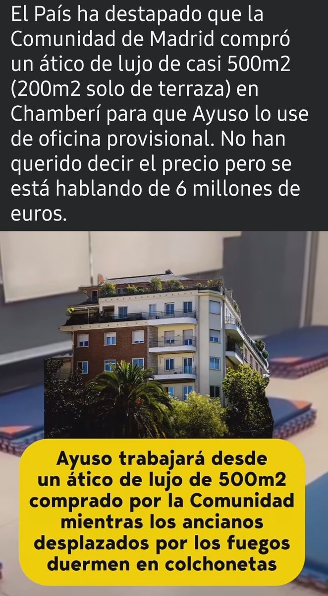 Ramdondevas's tweet photo. 6 millones de euros para la incompetente.

Para los bomberos y los ancianos de las residencias miseria.

Madrileños que la votais, sois cómplices y culpables. https://t.co/st5XAYvabG