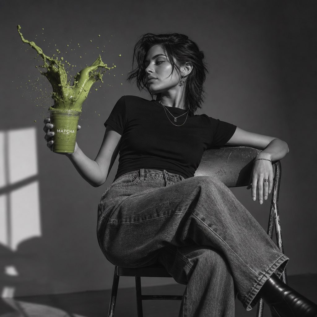 Matcha Splash Fashion Portrait