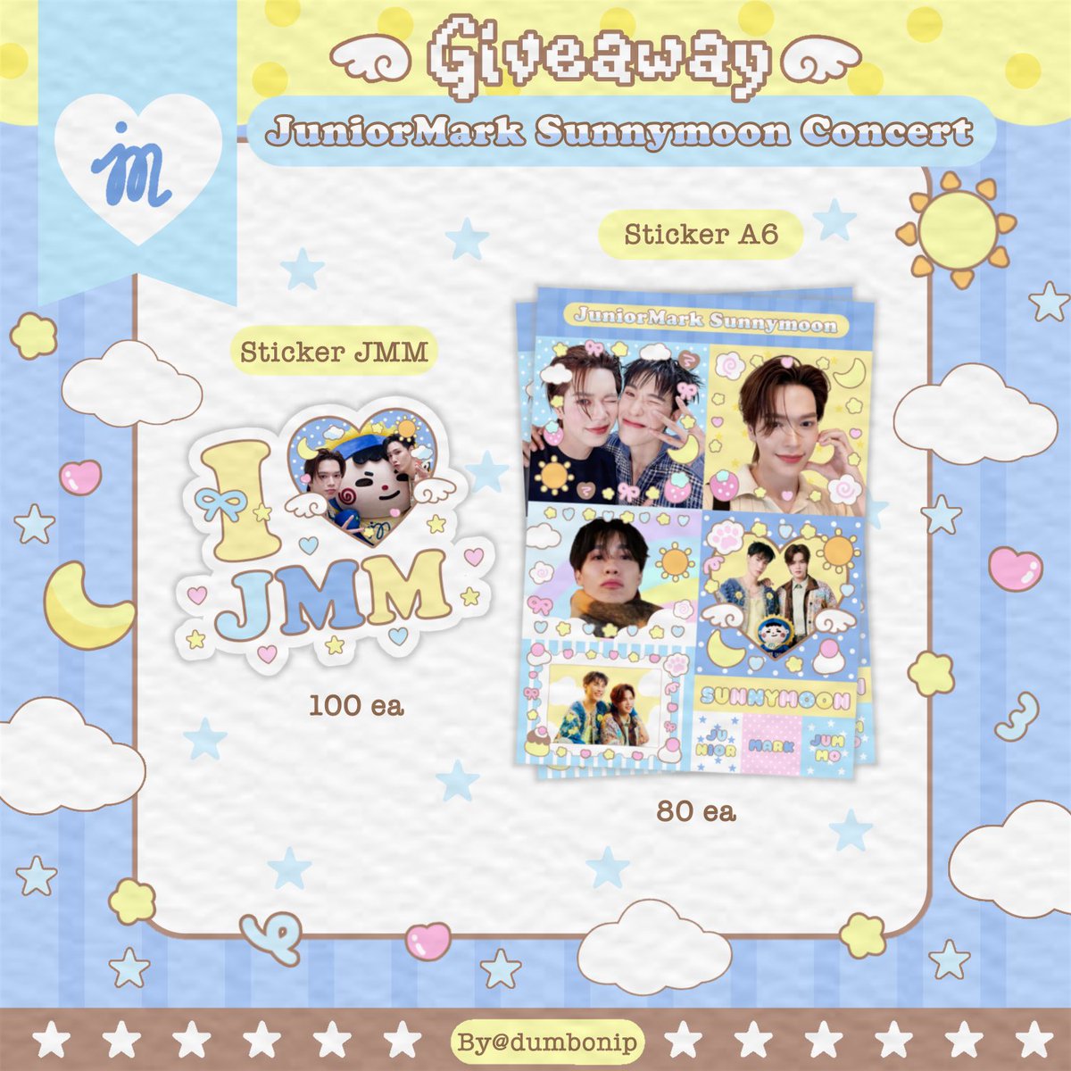 dumbonip's tweet photo. 🌞 °☆ giveaway sunnymoon concert ⋆˚🌛˖°
                   ♡⋆ @jnnrrs @markjrtn 

✮ sticker a6
80 ea

✮ sticker die-cut
100 ea 

❑ date : 7-8 aug 2026
❑ location : bitec live
❑ time : tba

🝮 exchange dm

꒰ #JuniorMarkConcert
 #JuniorMark #JUMMO ꒱ https://t.co/sERJX6JqvX
