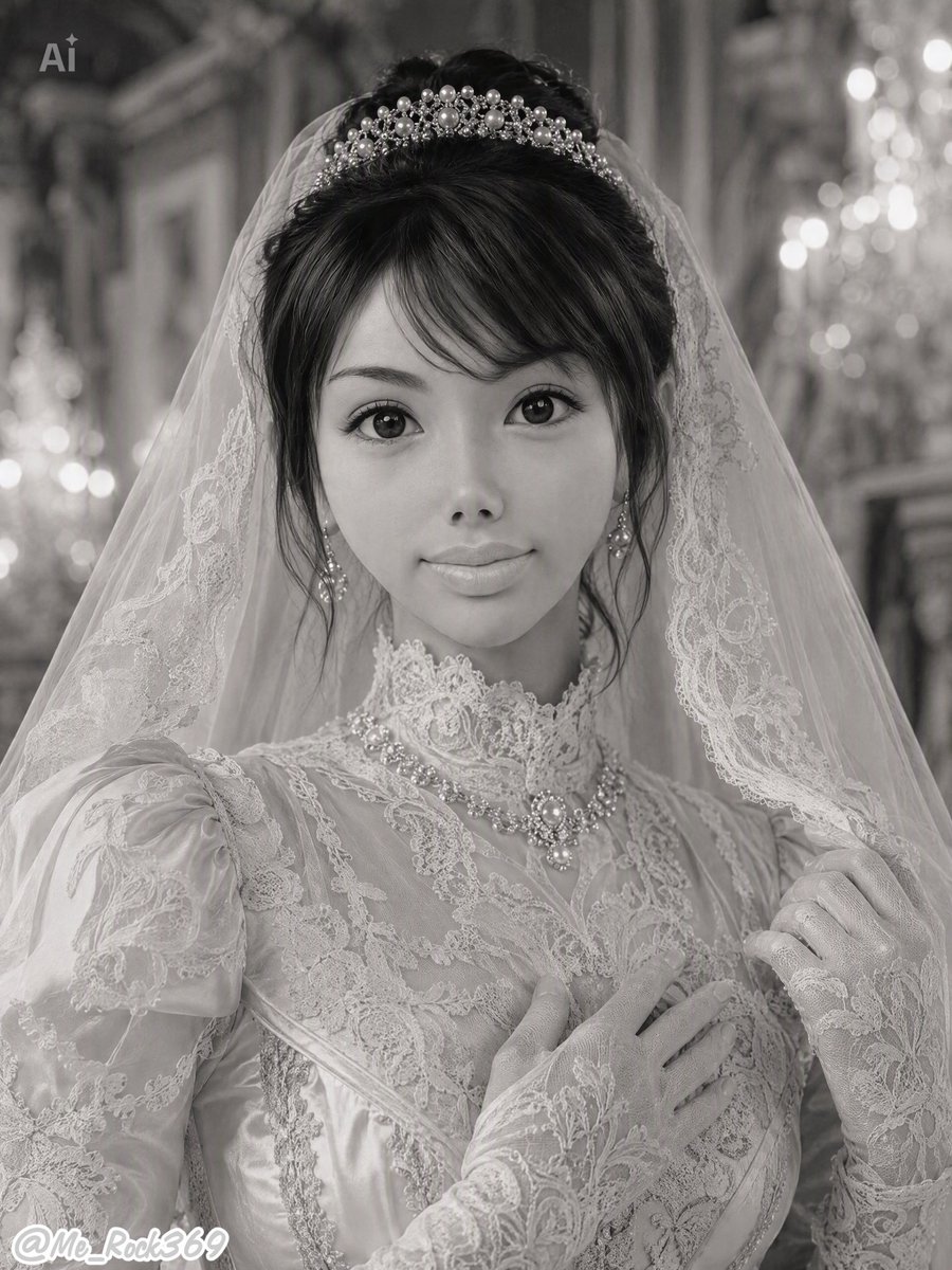 Monochrome Victorian Bridal Portrait