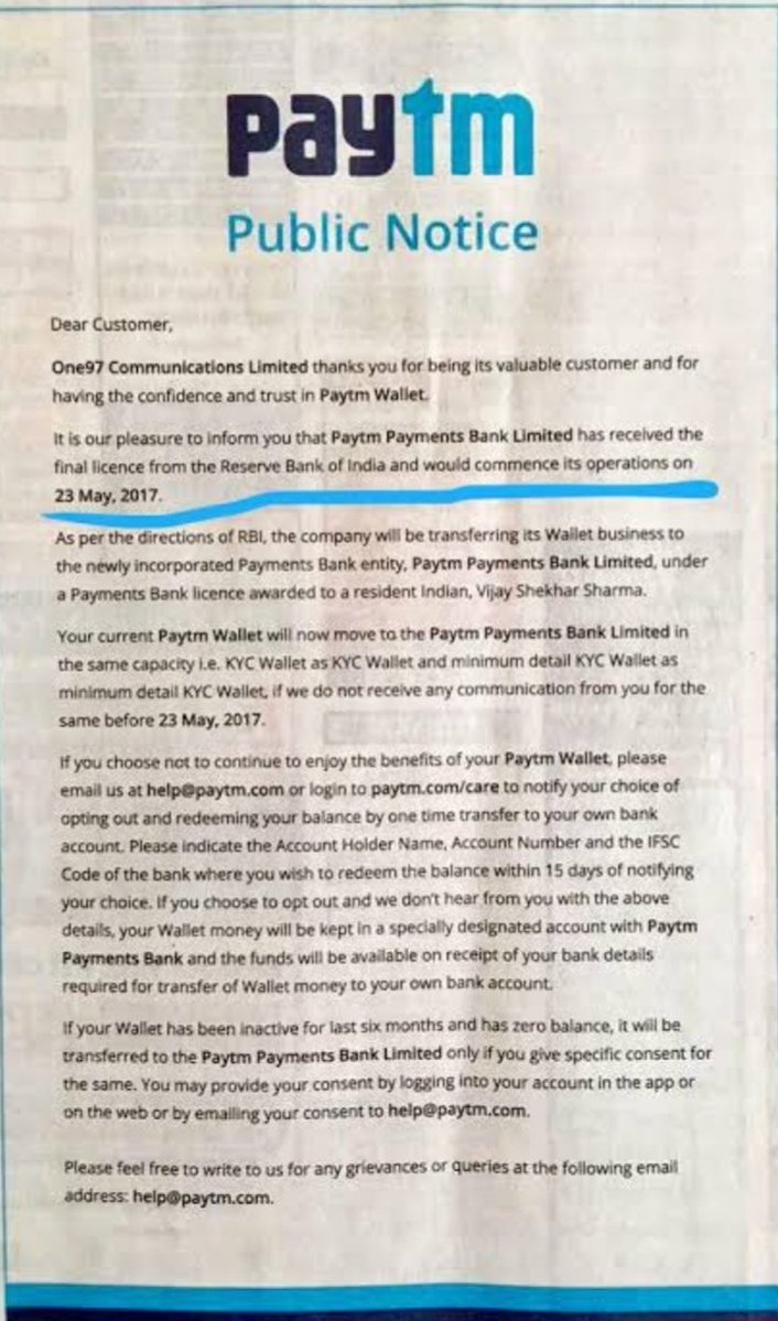 DevidasTul23568's tweet photo. This is  end of Paytm  Bank which was inaug by Minister of Finance &amp; for the first time in history , photo of Prime Minister  was used in  advert  by  private sector entity. Paytm Bank was  foundation of  Digital India, Economy Finance ! This is called The Great Indian Illusion! https://t.co/U7vpiI3ml8