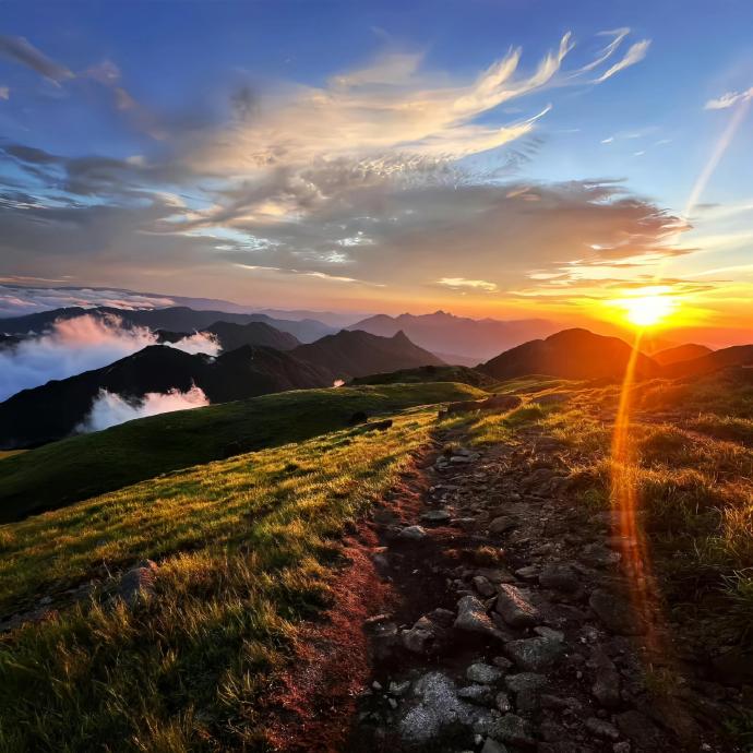 kathryn65um1's tweet photo. This morning's hike rewarded me with a golden sunrise over the mountain ridge—no filter, just pure magic that made every step worth it! https://t.co/ZyfRCW3RmB