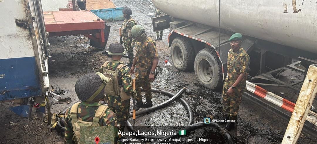 HQNigerianArmy's tweet photo. 65 BATTALION TROOPS DISMANTLE SUSPECTED ILLEGAL BUNKERING SITE IN LAGOS, ARREST SIX SUSPECTS

Troops of 65 Battalion under the leadership of the Commanding Officer, Lieutenant Colonel S Adeojo, have dismantled a suspected illegal bunkering site at the Orile General Area of Lagos State during a well-coordinated intelligence-led operation.

Acting on credible intelligence, the troops raided the site and arrested six suspected oil bunkerers. The operation also led to the recovery of four trucks, one pumping machine, and assorted pipes and drums allegedly used for illegal bunkering activities.

The suspects and recovered items have been handed over to the officers and men of the Nigeria Security and Civil Defence Corps Lagos State Command for further necessary action.

The General Officer Commanding 81 Division Nigerian Army, Major General Adebayo Abdulrahman Babalola, commended the troops for the successful operation and charged them to sustain the offensive against economic sabotage and other criminal activities within the 81 Division Area of Responsibility 

MUSA YAHAYA 
Lieutenant Colonel 
Acting Deputy Director Army Public Relations
81 Division Nigerian Army 
28 July 2026