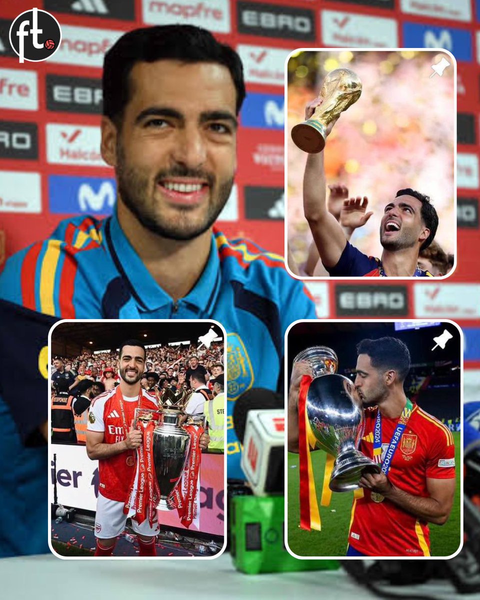Footballtweet's tweet photo. 🚨🇪🇸 Mikel Merino's three pinned Instagram posts are absolutely incredible. 😍📲

🏆 World Cup trophy.
🏆 Premier League trophy.
🏆 EURO trophy.

What a flex. 🔥 https://t.co/b8Uidaekzz