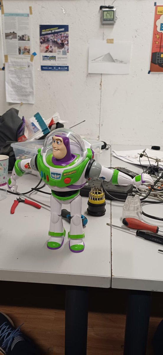 TOG_Dublin's tweet photo. Buzz Lightyear landed at TOG last night after losing his voice. 🚀

Gary opened him up, found the fault and fitted a replacement speaker. Buzz is talking again and ready to go “to infinity and beyond!”

#Repair #Hackerspace #RightToRepair https://t.co/d12tRiXmDu