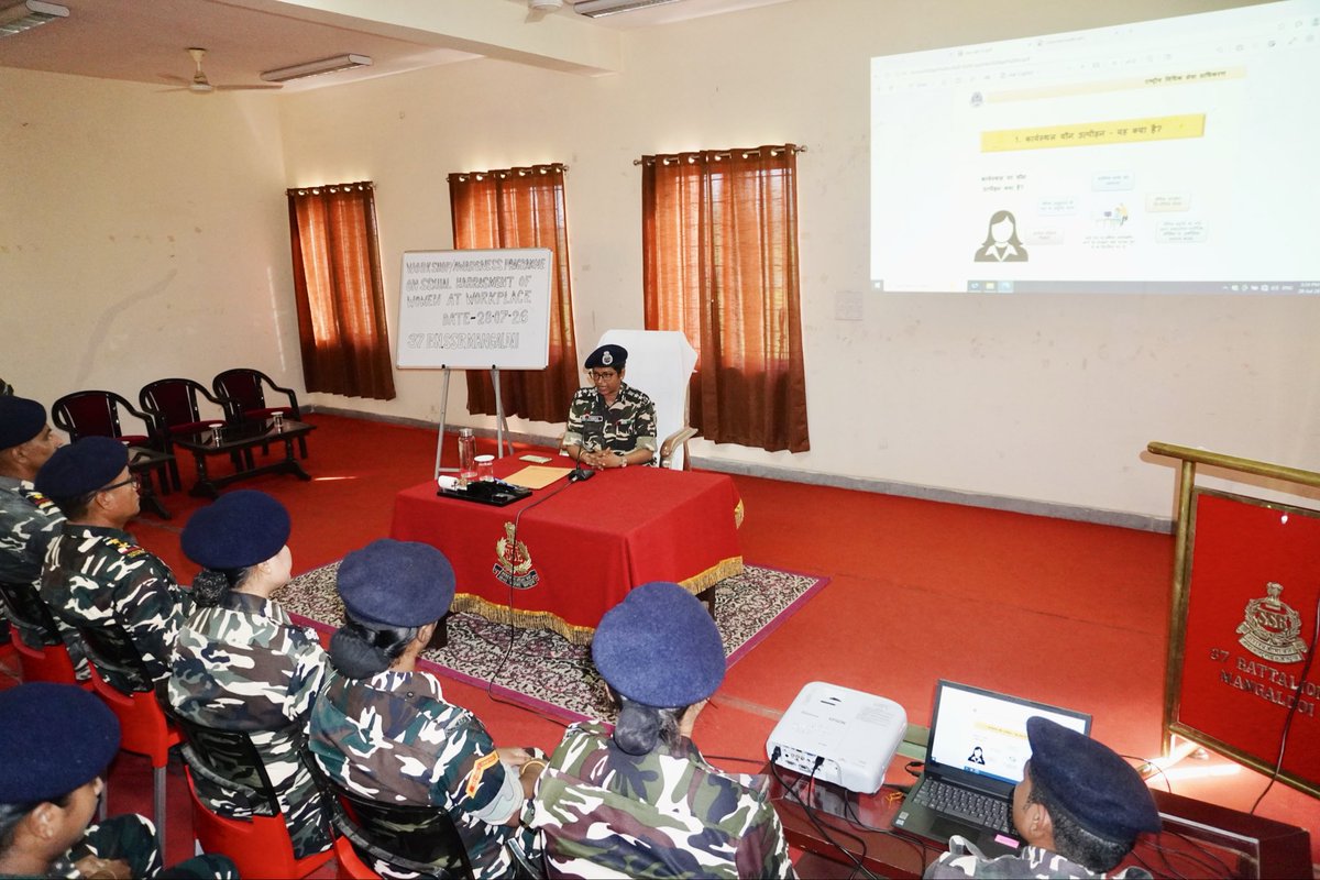 37BnSSB_INDIA's tweet photo. As on Date 28/07/26,  SHQ SSB Mangaldoi and 37 Bn SSB, Mangaldoi jointly organised a workshop on “Sexual Harassment of Women at Workplace” under the chairmanship of Dr. Smapti Verma, Commandant (Medical), CH Salonibari &amp; Presiding Officer, ICC. https://t.co/p8sHBJsYVh