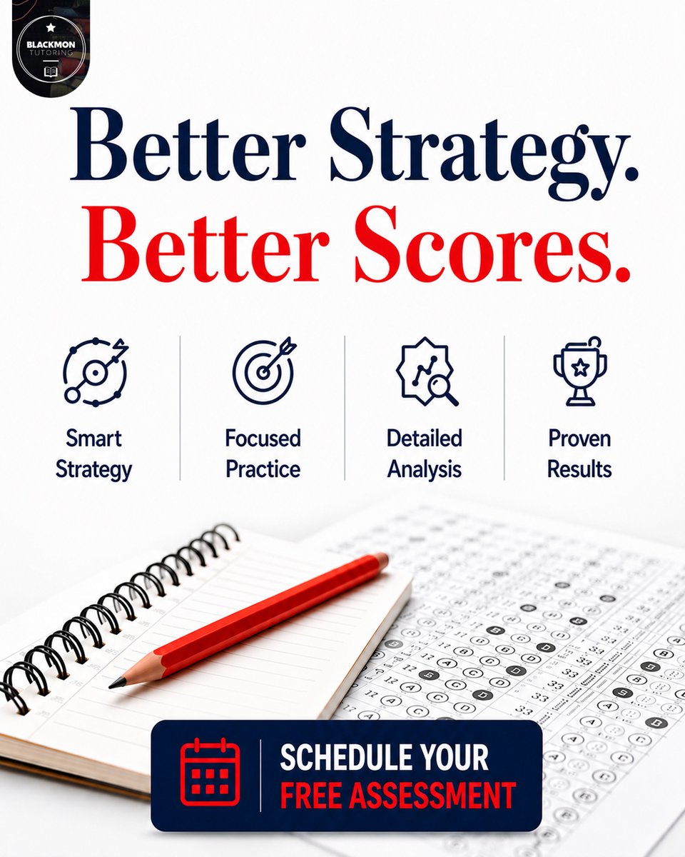 blackmontutorin's tweet photo. Better Strategy. Better Scores.

• Smart Strategy
• Focused Practice
• Detailed Analysis
• Proven Results

Schedule your FREE assessment and start preparing with confidence.

Learn more:https://t.co/kZT1Nn8q2R

#SATPrep #ACTPrep #StudySmart #CollegePrep #BlackmonTutoring https://t.co/gk98GdGHvl