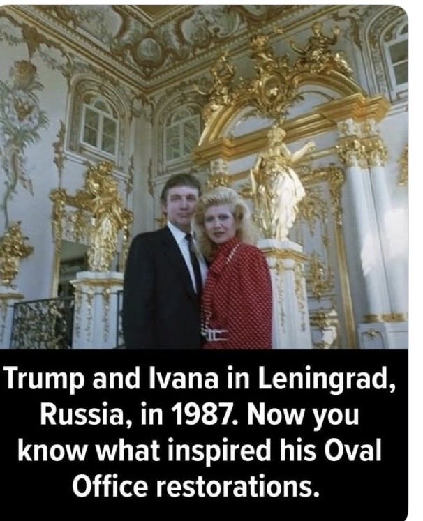 Suzierizzo1's tweet photo. It looks like Trump got his inspiration for the White House especially the Oval office from Russia and Jeffrey Epstein’s townhouse in Manhattan. https://t.co/Z0TEdUmHI5