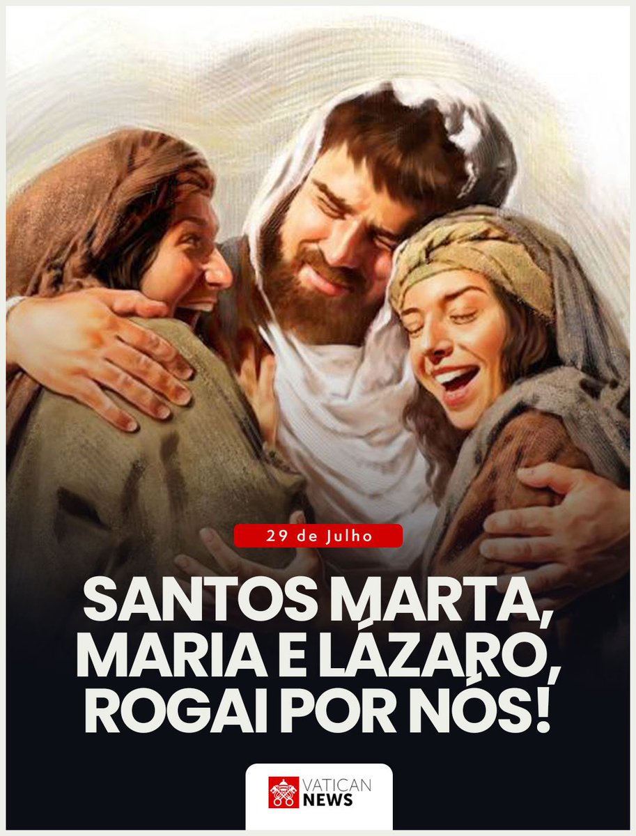 vaticannews_pt's tweet photo. Hoje a Igreja recorda a memória dos #amigos de Jesus! Marta, Maria e Lázaro formam uma das famílias mais queridas do Evangelho

Os três irmãos viviam em Betânia, pequena aldeia situada a poucos quilômetros de Jerusalém, e acolhiam frequentemente Jesus em sua casa #SantoDoDia https://t.co/sQX0xBTvrP