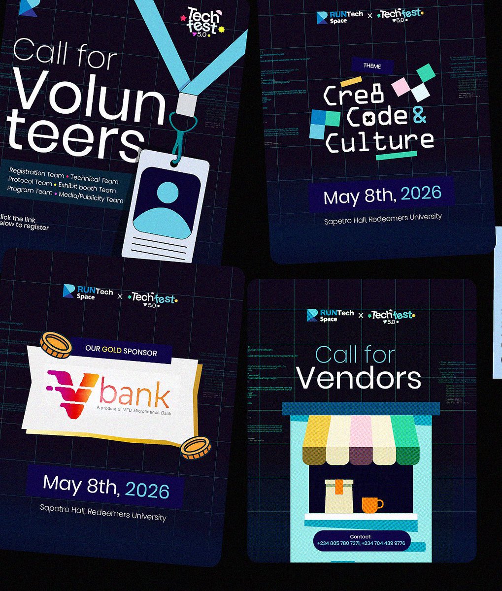 Manniegraphics_'s tweet photo. Event branding for  @RunTechSpace_ Techfest 5.0

Designed and directed by me👨🏾‍🍳 https://t.co/o1xv63xiNZ