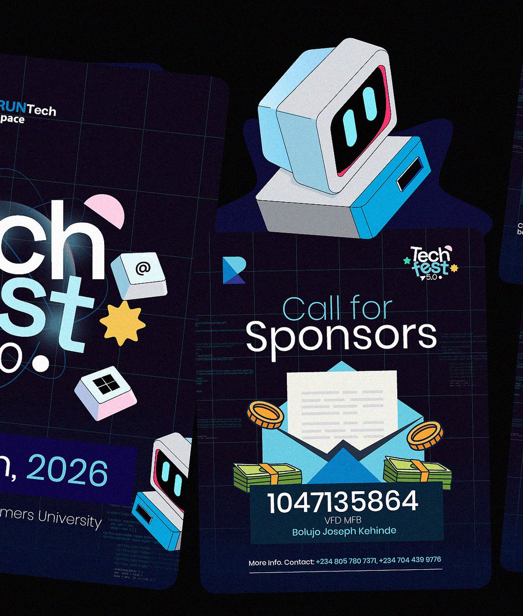 Manniegraphics_'s tweet photo. Event branding for  @RunTechSpace_ Techfest 5.0

Designed and directed by me👨🏾‍🍳 https://t.co/o1xv63xiNZ