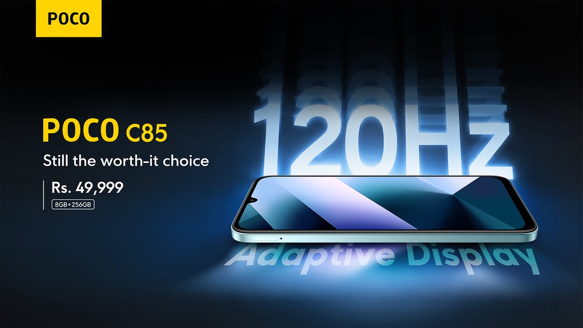 PocoPakistan's tweet photo. Still holding the crown for best value! ⚡he #POCOC85 brings you a ultra-fluid 120Hz Adaptive Display and massive 8GB+256GB storage.

Buy now:
Xiaomi Sale: https://t.co/mMf2zy3vFw
Mistore: https://t.co/lCDrqzPve4
Corecart: https://t.co/2pV3UAZ4GT https://t.co/07MduiHk0D
