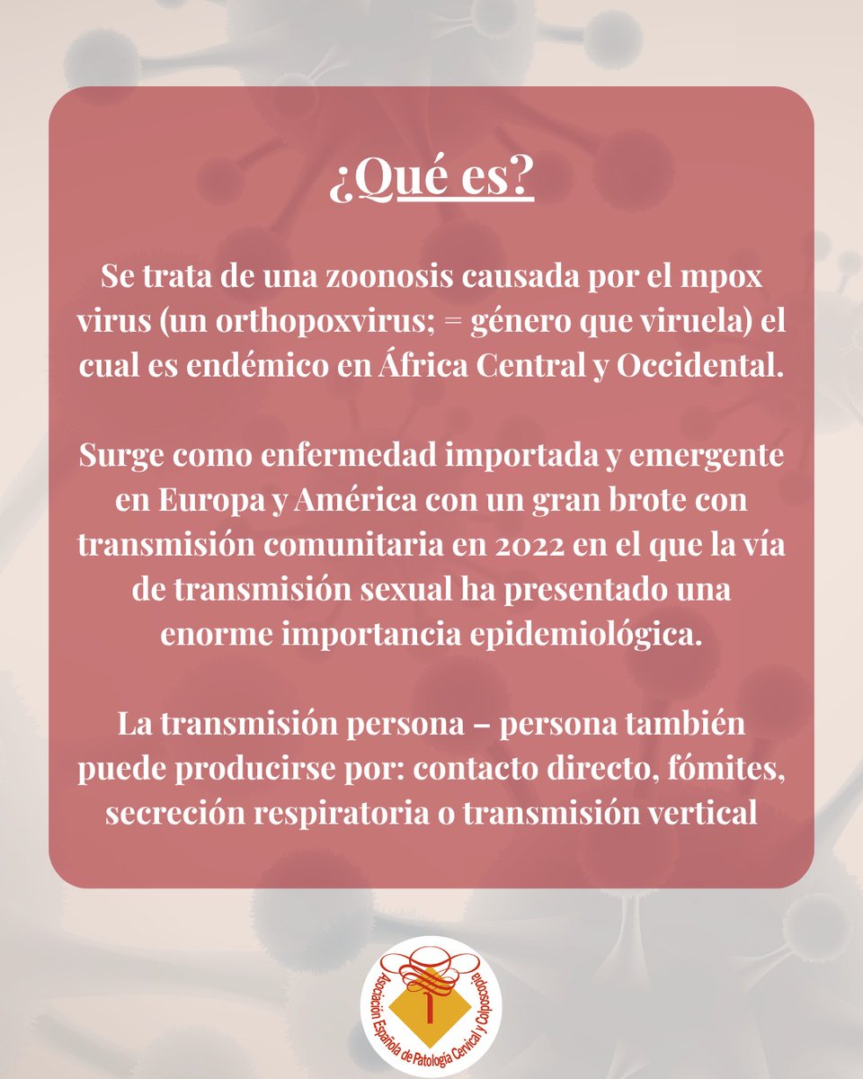 aepccolposcopia's tweet photo. 🦠 MPOX: lo que todo profesional debería tener presente.

Un repaso a los aspectos clave para su reconocimiento y abordaje en la práctica clínica.

#AEPCC #MPOX https://t.co/fui6R3a3q5