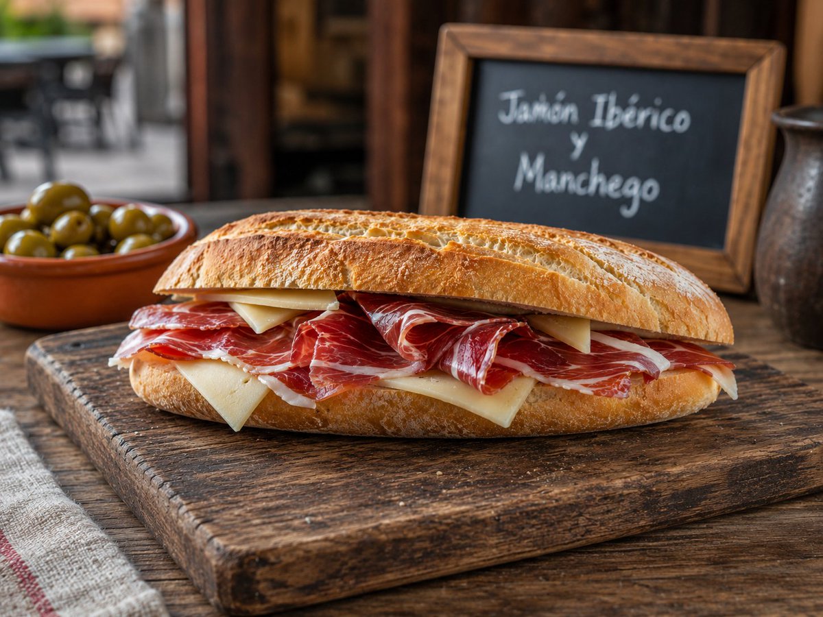 restogenAI's tweet photo. Great food does not have to be complicated🇪🇸

Take a crisp baguette, layer in silky Jamón Ibérico and slices of Manchego, then close and serve🧀

Three ingredients. A few minutes. One seriously good Bocadillo de Jamón🥩 https://t.co/Xs97bCG632