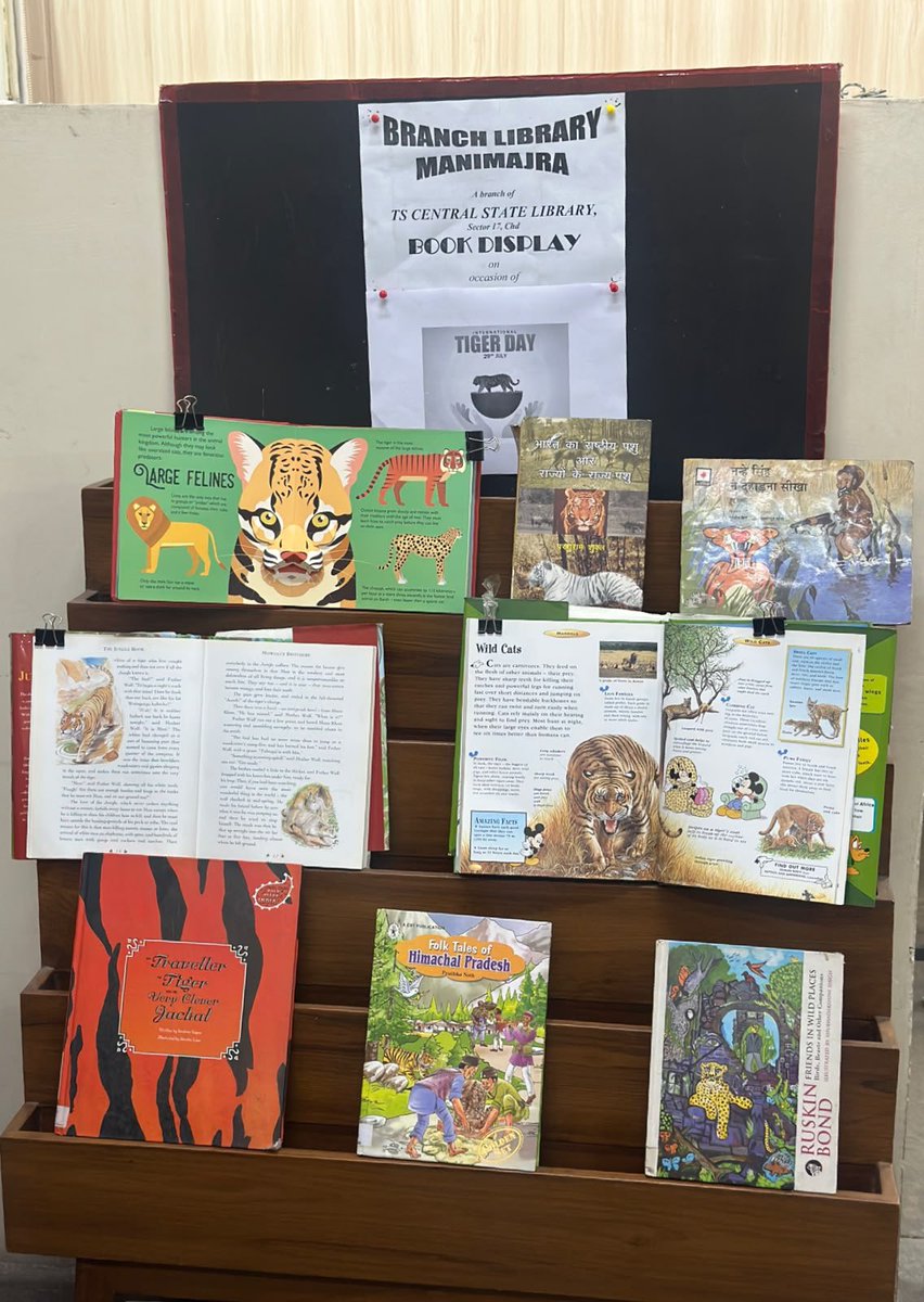 TSCSLibrary's tweet photo. Book Display organised in Library on the occasion of International Tiger Day today #InternationalTigerDay @RrrlfKolkata https://t.co/YTpn8QkXZt