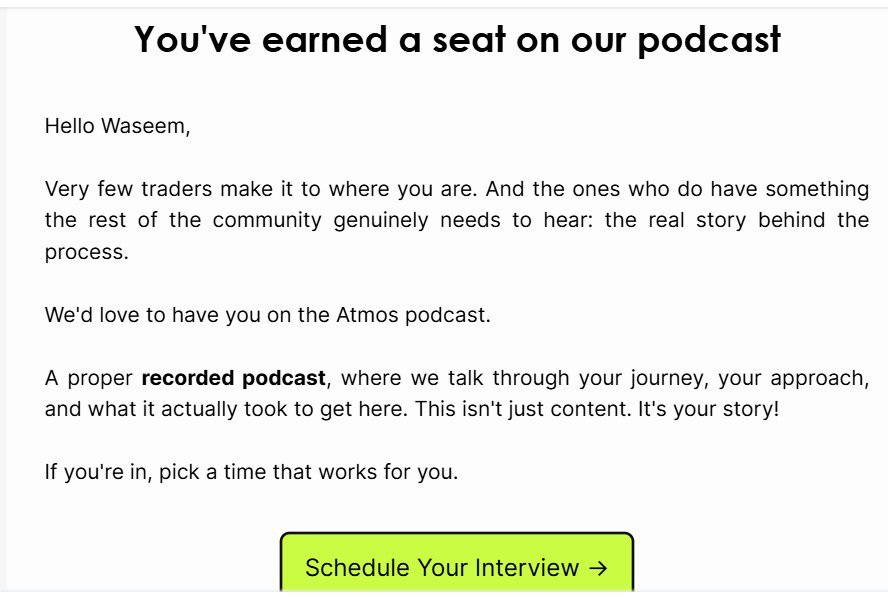 Waseemiqbal8474's tweet photo. Grateful for the opportunity to join the @Atmosfunded podcast. Thank you for giving me a platform to share my journey and experiences. I truly appreciate the trust and support. More to come! 🙏 https://t.co/pRLZW6grRf