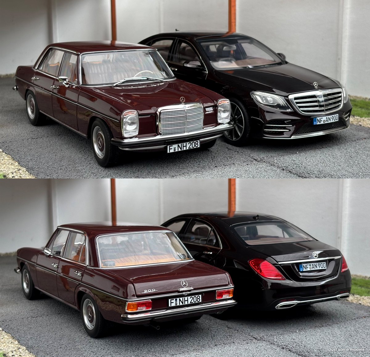 justsomemodels's tweet photo. Great-grandfather and great-grandson flagship Mercedes in 1:18 scale.

#mercedes #mercedesbenz #mercedesw114 #mercedesw115 #mercedesw222 #sclass #amg #amgline #germancar #classiccar #oldtimer #118scale #scalemodel #diecast #modelcar #miniature #norev #jsm #justsomemodels https://t.co/OjxWwgD6m5