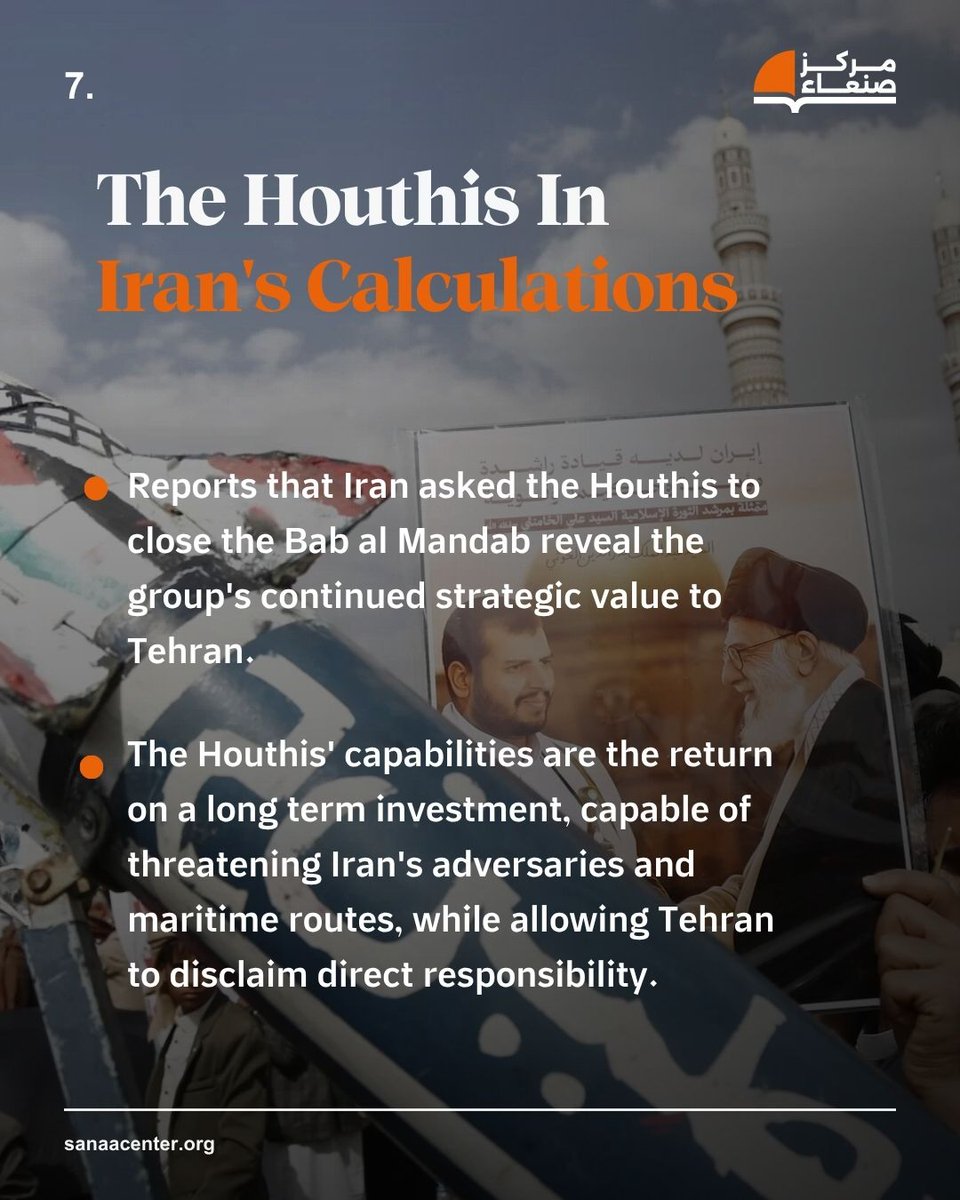 SanaaCenter's tweet photo. Airstrikes alone haven't stopped the Houthis. Our chairperson Maged Al-Madhaji @MAlmadhaji lays out what a real strategy to address this would take.

Full analysis: https://t.co/WFwizXb3Se https://t.co/vm1vOzwypm