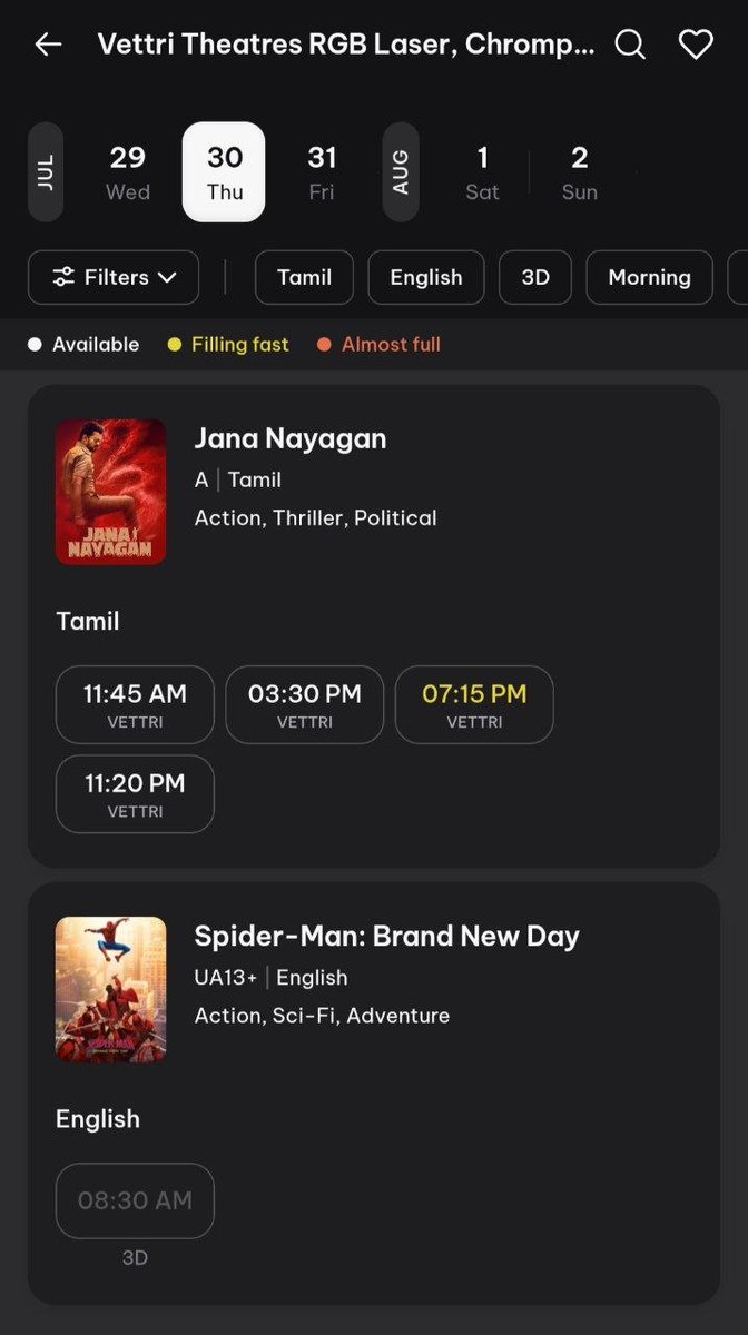 SugrDaddyIndia's tweet photo. @VettriTheatres Transfer the kesari to kutty screen, and give the main screen to Spidey. https://t.co/yFBReDgftS