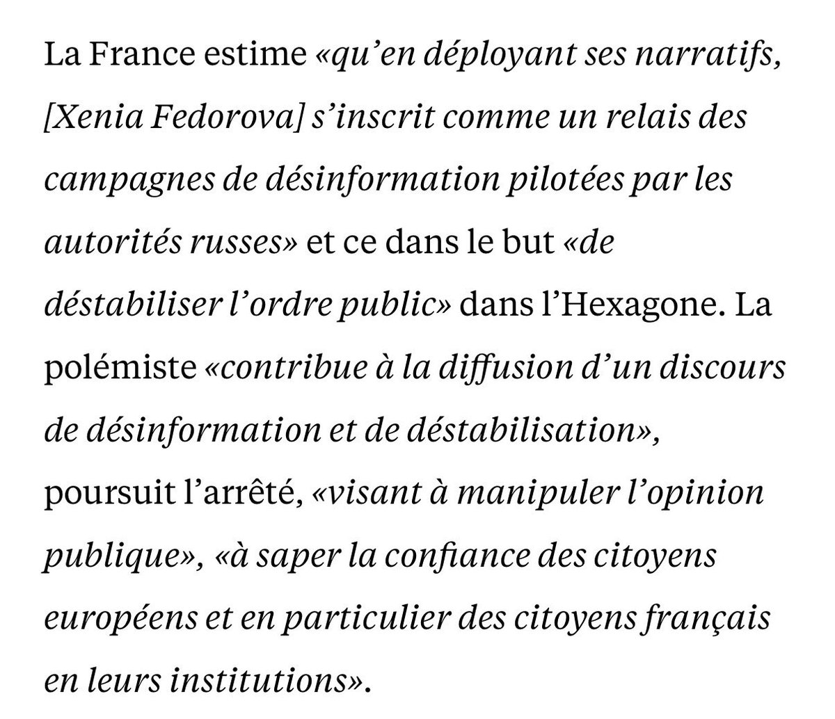 GrablyR's tweet photo. « Désinformation et déstabilisation »: Xenia Federova visée par un arrêté ministériel d’expulsion du territoire, selon Libé: https://t.co/Xl4dOroyje
