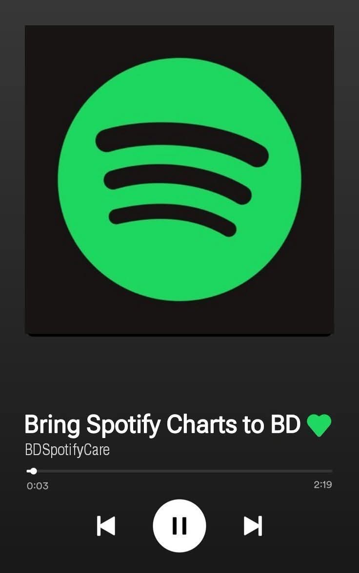 MimSaha50892's tweet photo. Our voices matter. Our streams matter. Now we need official Spotify Charts in Bangladesh.

@Spotify @SpotifyCares 🇧🇩

#BringSpotifyChartsToBD
#BDDeservesSpotifyChart https://t.co/XJtUCytG04