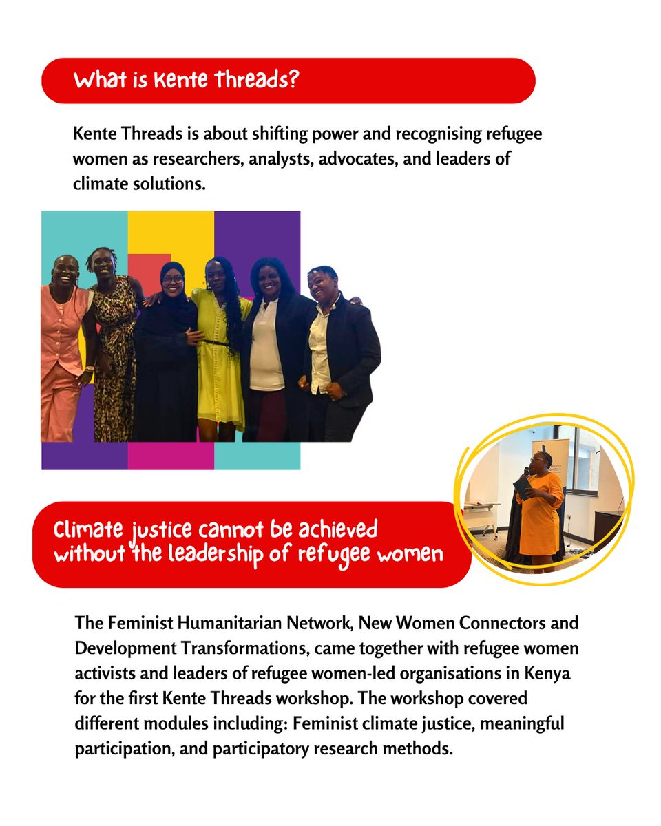 FeministHumNet's tweet photo. Refugee women activists &amp; women’s rights organisations in Kenya came together with the FHN, New Women Connectors &amp; Development Transformations to co-create feminist approaches to climate data, analysis, &amp; advocacy.
Those most affected by climate change must shape the solutions. https://t.co/ZGPGXoLR01