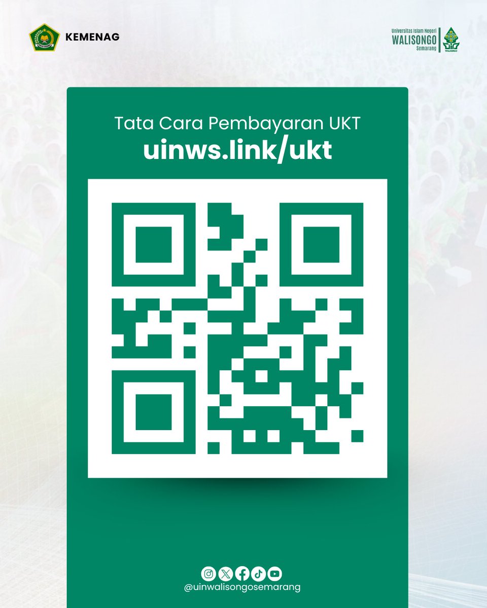 UinWSofficial's tweet photo. Sobat #Genwa2026, Besaran UKT jalur Mandiri Prestasi dan Kerjasama, jalur Nilai UTBK/UMPTKIN 2026 sudah bisa dilihat melalui https://t.co/yALG9Ixhwd dengan Login menggunakan akun masing-masing.

Pembayaran UKT dibayarkan mulai 29 Juli hingga 9 Agustus 2026

#uinwalisongosemarang https://t.co/1vPkZa7QMX