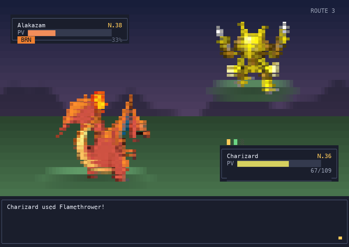 pokecli's tweet photo. A Pokemon roguelike that runs entirely as text in your terminal. 251 species with real stats and level-up moves, a Generation V battle engine, four routes, and a party wipe ends the run. https://t.co/TOhWOBEiIr