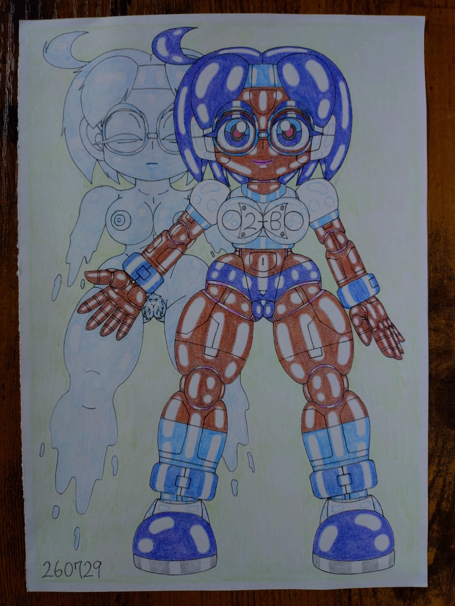 bubukanmk3's tweet photo. うちのブルマロボ・アイを描きました。アイの背後に亡霊の様に浮かんだアイそっくりな女の子の正体は…！？一見生身のシルエットのままのサイボーグ娘やロボ娘を描く事が多くても、いざ生身そのもの（？）を描くとなるとメカ線やパーツ等による誤魔化しが効かないから難しく感じました https://t.co/4oLo5We0en