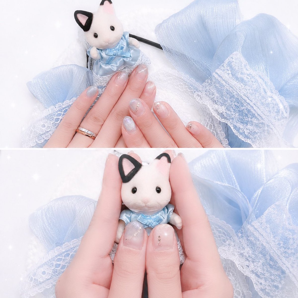 _xx_396's tweet photo. せるふねいる💎.*･ﾟ

TikTokで素敵なシンデレラ風ネイルの動画を見て、参考にさせていただきました(❀ᴗ͈ˬᴗ͈)"
めちゃくちゃかわいくできて大満足〜〜！！ https://t.co/PVWksXiemQ