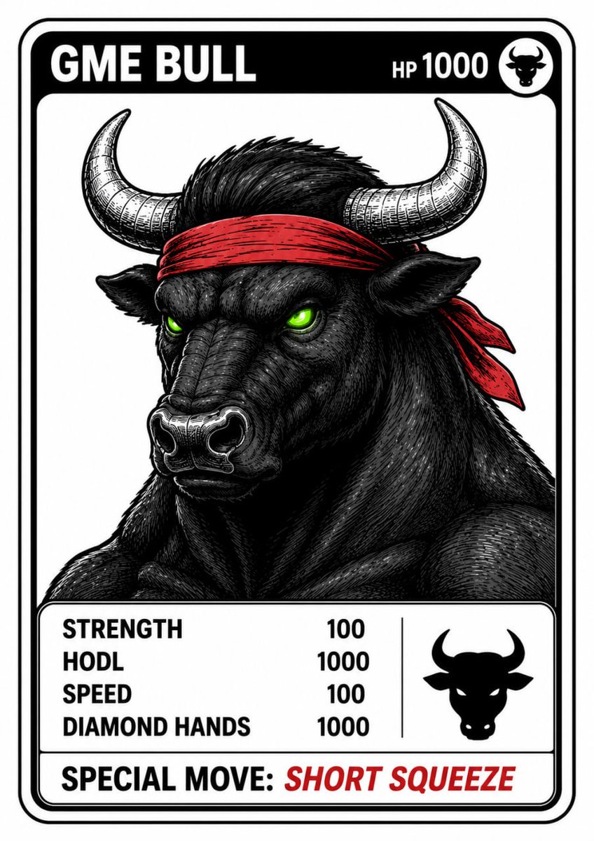 GAMESTOP_BULL's tweet photo. If you play your cards right... you might just win.

History has a funny way of rewarding the people willing to believe before everyone else does.

Sometimes all it takes is one card.

You are the one who gets to decide what to do with it. $GMEBULL https://t.co/CH8Rg0WhdL